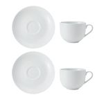 Mikasa MKCHTCUPPK2 Chalk Porcelain Teacup and Saucer Set, Set of 2, 220ml, White