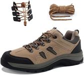 CC-Los Men's Waterproof Hiking Shoes Lace-Free Lightweight & Breathable No Tie Outdoor Work Shoes Tan Size 10.5-11 New Upgrade