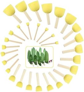 EMAGEREN 30 Pz Spugne per Pittura Spugne per Dipingere in Spugna Pennelli in Spugna Rotondi a 5 Misure Stencil Spugna con Manico in Legno per Bambini Arti e Mestieri Fai da Te