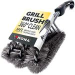 Kona 360° Clean Grill Brush - 18" Best BBQ Grill Brush - Stainless Steel 3-In-1 Grill Cleaner Provides Effortless Cleaning, Great Grill Accessories Gift