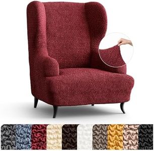Mamma Mia Covers Wingback Chair Slipcover - High Back Chairs Slipcovers - Armchair Cover - 1-Piece Form Fit Stretch Furniture Protector - Microfibra Collection - Burgundy (Wing Backed Chair)