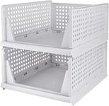 Inditradition Heavy-Duty Plastic Folding Wardrobe Shelves, Stackable Wardrobe Organizer Basket (Pack of 2, White)