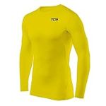 TCA Boys' HyperFusion Compression Base Layer Top Long Sleeve Under Shirt - Crew Neck - Mock/Crew Neck - Sonic Yellow, 10-12 Years