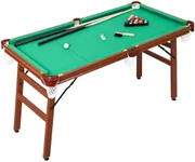 GAOMON 4.5 ft Folding Billiards Table Portable Foldable Billiards Table for Kids and Adults Pool Game Table with 2 Cue Sticks 16 Balls Triangle Chalk