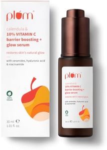Plum 10% Vitamin C & Calendula Barrier Boosting + Glow Serum 30ml | With 3% Niacinamide, 1% Hyaluronic acid & 1% Ceramide complex | Clinically proven to reduce pigmentation & dark spots in 14 days | Boosts glow from 1st use | Men & Women | For all skin types