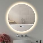 ARTETHYS Bathroom Mirror with LED Lights, 600mm Round Wall Mounted Vanity Mirror Illuminated Makeup Mirror with 3 Colour Temperature, Demister, Touch Control, IP44