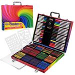 KreativeKraft Art Set with 148 Pieces For Kids - Wax Crayons, Colouring Pencils, Felt Tip Pens - Art Supplies Travel Case Age 3+