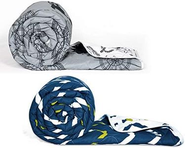 Divine Casa Microfiber Mild Winter 120 GSM Printed Reversible Design Set of 2 Single Bed Quilt Comforter Blanket - (Grey and Deep Blue)