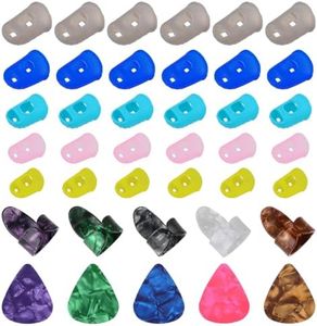 30Pcs Guitar Finger Protectors 5 Sizes Silicone Guitar Finger Guards Fingertip Protectors Anti Slip Fingertip Protectors for Stringed Instruments, Sewing and Embroidery Home Office Supplies