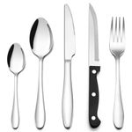 HaWare 30 Piece Cutlery Set, 24 Pieces Stainless Steel Flatware Silverware Set with 6 Pieces Steak Knives for 6 People, Elegant Tableware Include Forks Knives Spoons, Mirror Polished, Dishwasher Safe