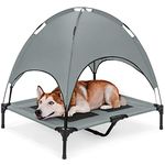 Best Choice Products 36" Raised Mesh Cot Cooling Dog Bed w/ Canopy Tent, Travel Bag (Gray)