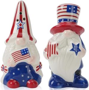 Hand-Painted Christmas Gnome Ceramic Salt Pepper Shakers Set (2-Pack)-Tabletop Spice Dispensers,Cute Farmhouse Kitchen Decor/Table Ornament,Fun Holiday Present for Christmas/Thanksgiving/Halloween