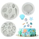 Marine Theme Fondant Molds, Starfish Seashell Conch Baking Silicone Cake Fondant Molds for Cake Decoration, Candy Chocolate Molds, Chocolate Soap Resin Crafting, Polymer Clay Crafting Projects