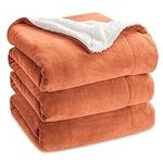 Bedsure Sherpa Fleece Throw Blanket King Size - Thick and Warm, Fluffy Microfiber Solid & Soft Blankets for Bed and Couch, Mango, 230x270cm