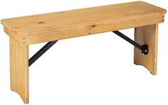 Flash Furniture HERCULES 40" x 12" Folding Farm Bench, Solid Pine Entryway Bench in Light Natural