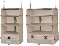 TABITORA Portable Hanging Travel Shelves Bag Packing Cube Organizer Suitcase Storage Large Capacity Beige L+XL