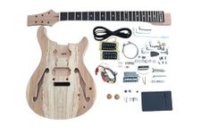 Coban Guitars Electric Semi Hollow Guitar DIY Kit PRSH Tremolo Tailpiece Spalted Maple Chrome Hardware