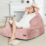 Homguava Bean Bag Chair Memory Foam Pre-Filled Bean Bag Sofa Stuffed Bean Bag Couch BeanBag Lazy Sofa Chair for Adults for Gaming, Reading & Relaxing (Faux Fur, Pink)