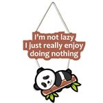 Kaameri Bazaar Lazy Panda Printed Wooden Wall Hanging with Quotes for Home Decor | Office | Gifts | Living Room | Bedroom | Wooden Decorative Items | Modern Painting | Artworks Decoration