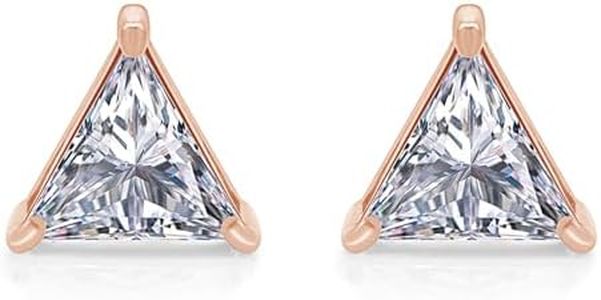 Trillion Cut Stud Earrings 14k Rose Gold Over Sterling Silver