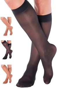 ABSOLUTE SUPPORT Made in USA - Sheer Graduated Support Opaque Compression Knee High Socks for Women Varicose Veins 8-15mmHg | For Sport, Athletic, Travel, Flight - Black, Medium, A107BL2