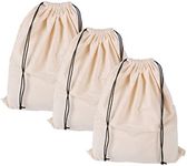 MISSLO Set of 3 Cotton Breathable Dust-Proof Drawstring Storage Pouch Multi-Functional Bag (Beige, Pack 3 S)