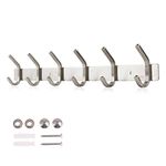 Dripex Coat Hook Rack Wall Mounted 304 Stainless Steel Hanger Heavy Duty Clothes Hat Holder (6 Hooks)