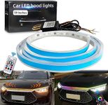GZRUICA Car Hood Light Strip 150CM RGB Multicolor Exterior & Interior Car LED Strip Lights Flexible Waterproof Sequential Turn Signal Amber DC12V App & Remote Control Daytime Running Lights