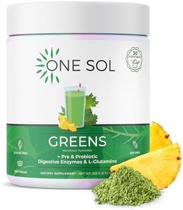 One Sol Greens, Super Greens Powder to Reduce Bloating & Improve Gut Health, Superfood Fresh Bloom Organic Greens Blend Juice & Smoothie Mix, Pre & Probiotic with Digestive Enzymes, Vegan & Soy Free