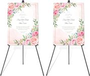 Easel Stand for Wedding Sign & Poster 63'' Tripod Collapsible Portable Artist Floor Easels for Display Show - Easy Folding Telescoping Adjustable Art Poster (2 Pack - Black)