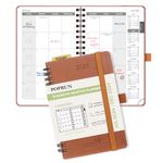 POPRUN Monthly Planner 2024-2025 Pocket Size (4'' x 6.25'') 18 Months Calendar (Jul 2024 - Dec 2025) - 4 Pages per Month with Monthly Expense & Notes, Sunday Start, Leather Cover - Brown