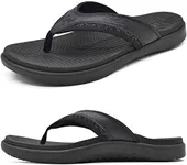 KuaiLu Mens Leather Sport Flip Flops Comfort Orthotic Thong Sandals with Plantar Fasciitis Arch Support for Outdoor Summer