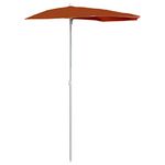 vidaXL Garden Half Parasol Semicircular Umbrella Patio Outdoor Terrace Backyard Beach Balcony Sunshade Parasol with Pole 180x90 cm Terracotta