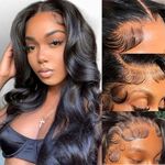 PATVINGOT 4x4 Body Wave Lace Front Wigs Human Hair Glueless Lace Closure Wigs Human Hair 180% Density Brazilian Virgin Hair Pre Plucked with Baby Hair for Black Women(16 inch)