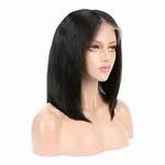 Natural Straight Hair Wig, 14 Inches, Swiss Lace Closure Wig, 100% Human Hair Wig