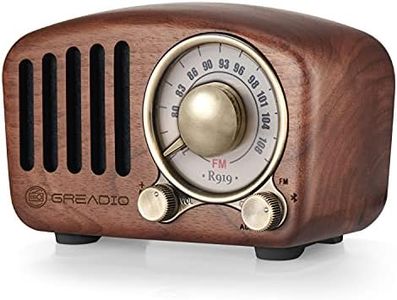 Vintage Radio Retro Bluetooth Speaker Greadio Walnut Wood FM Radio with Old Fashioned Style, Strong Bass, Loud Volume, Bluetooth 5.0, TF Card & AUX