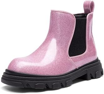 DREAM PAIRS Girls Combat Ankle Chelsea Boots,Pink,13 Little Kid