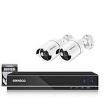 SANSCO 8CH Outdoor CCTV Camera System, 8 Channel 5MP DVR with 500GB Hard Drive, 2x 1080P Bullet Security Camera , Face/Human Detection, Remote View