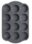 EATO Muffin Tray 12 Cup Silicone Yorkshire Pudding Tray, Muffin tin, Non-Stick Muffin Cupcake Tin for Muffins Cupcakes or Yorkshire Puddings, Bakeware 33 x 22 x 3 cm (Grey)