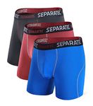 Separatec Men's Sport Boxers Dry Fastly Stretch Performance Underwear Trunks Dual Pouch Fly 3 Pack