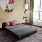 DECOR VILLAGE | 2-Seater, 4x6 Feet | Sofa Cum Bed for Home - Jute Fabric Washable Cover with Cushion - Black