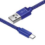 USB C Cable 1M USB Type C Fast Charging Cable Nylon USB C Charger Lead for Samsung Galaxy S22 S21 S20 fe S10 S9 S8 A12 A21s A20e A51 A52 A71, Huawei P40 P30, OnePlus, Google Pixel (1 Meter, Blue)