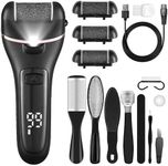 Bemece Electric Foot File Callus Remover, Professional Rechargeable Waterproof Pedicure Kit with 10 in 1 Foot Files Pedicure Tools Set for Cracked Heels Calluses and Dead Skin…