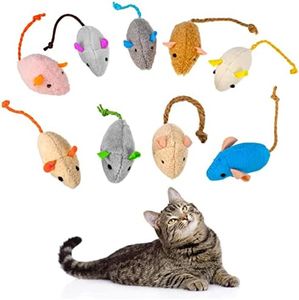 Dacitiery 9Pcs Cat Catnip Mice Toys for Cat, Soft Mouse Toys Playing Chewing Teeth Cleaning Realistic Plush Toy for Cat Kitten