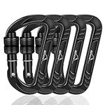 BEIFENG Heavy Duty Lightweight Locking Carabiner Clips 12KN D Ring for Camping Hiking Outdoor Gym etc, Carabiner with Lock Small Carabiners for Dog Leash & Harness