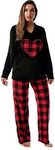 Just Love Plush Pajama Sets for Women, Black - Buffalo Plaid, X-Large