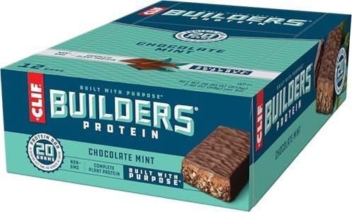 CLIF Builders - Chocolate Mint Flavour - Protein Bars - Gluten-Free - Non-GMO - Low Glycemic - 20g Protein - 68g. (12 Count)