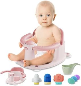 TOSGN Baby Bath Seat for Babies 6 Months & up,3 Baby Bath Toys, Non-Slip Baby Bath Seat, Safe & Comfortable Baby Bath Support, Pink