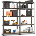 VonHaus Garage Shelves 5 Tier - Heavy Duty Garage Racking with Massive 875kg Capacity, 175KG per Shelf - Durable Metal Shelving for Garage, Shed and Workshop Storage - 180cm x 90cm x 40cm - 2 Pack