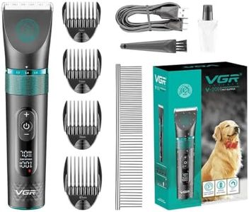 VGR V-209 Professional Pet Clipper Metal Housing Ceramic Blade IPX7 waterproof digital display 5 Speed motor 5000-7000RPM Cordless Pet Grooming Tools Small & Large Dogs Cats Pets Thick & Heavy Coats